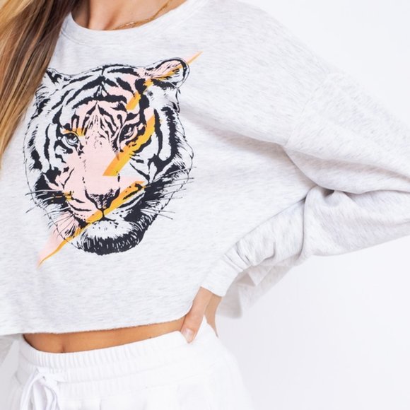 Vintage Graphic Tiger Cropped Sweatshirt - Picture 8 of 9